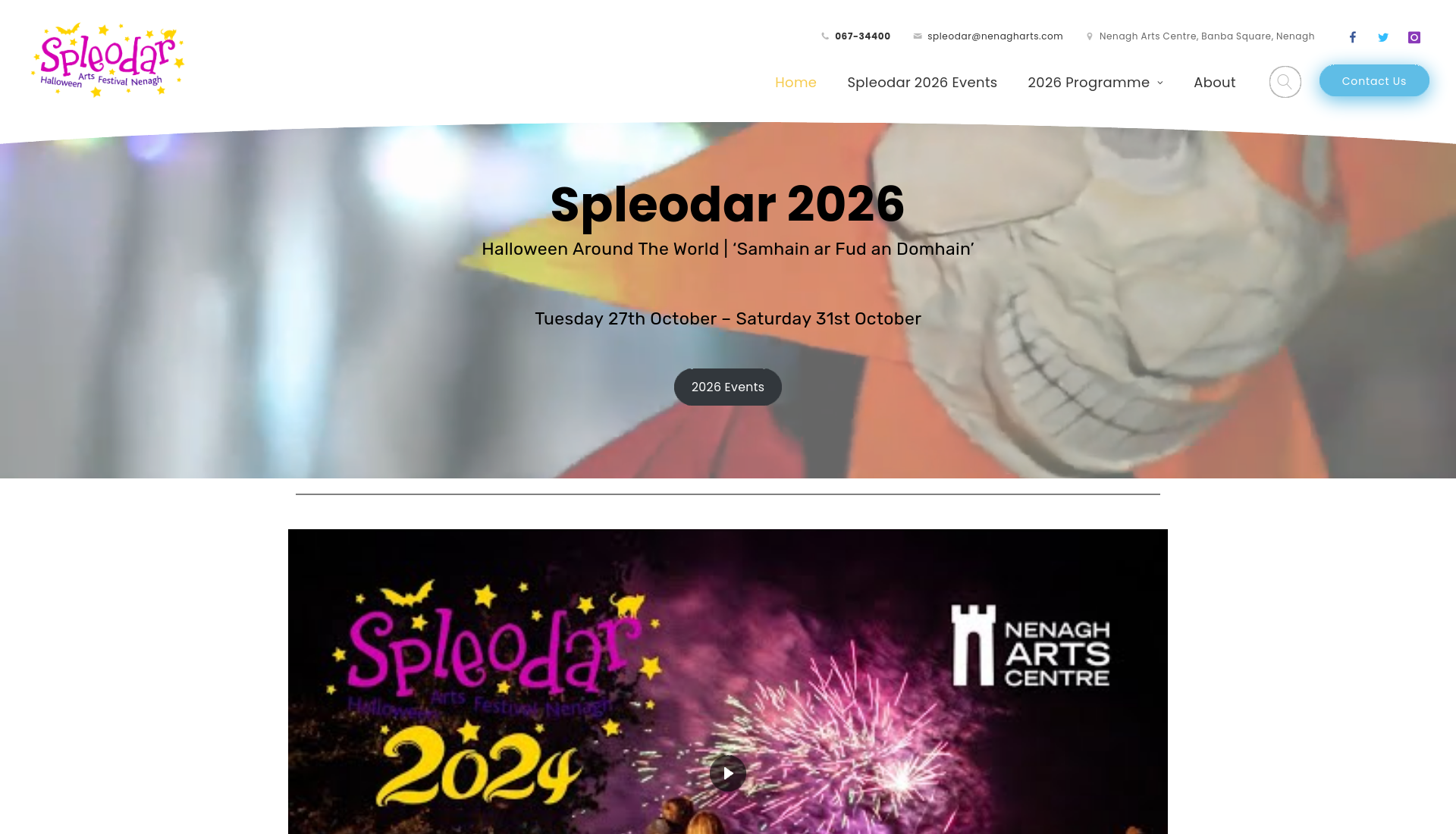 Nenagh Spleodar 2026 万圣节艺术节第1步报名页面截图