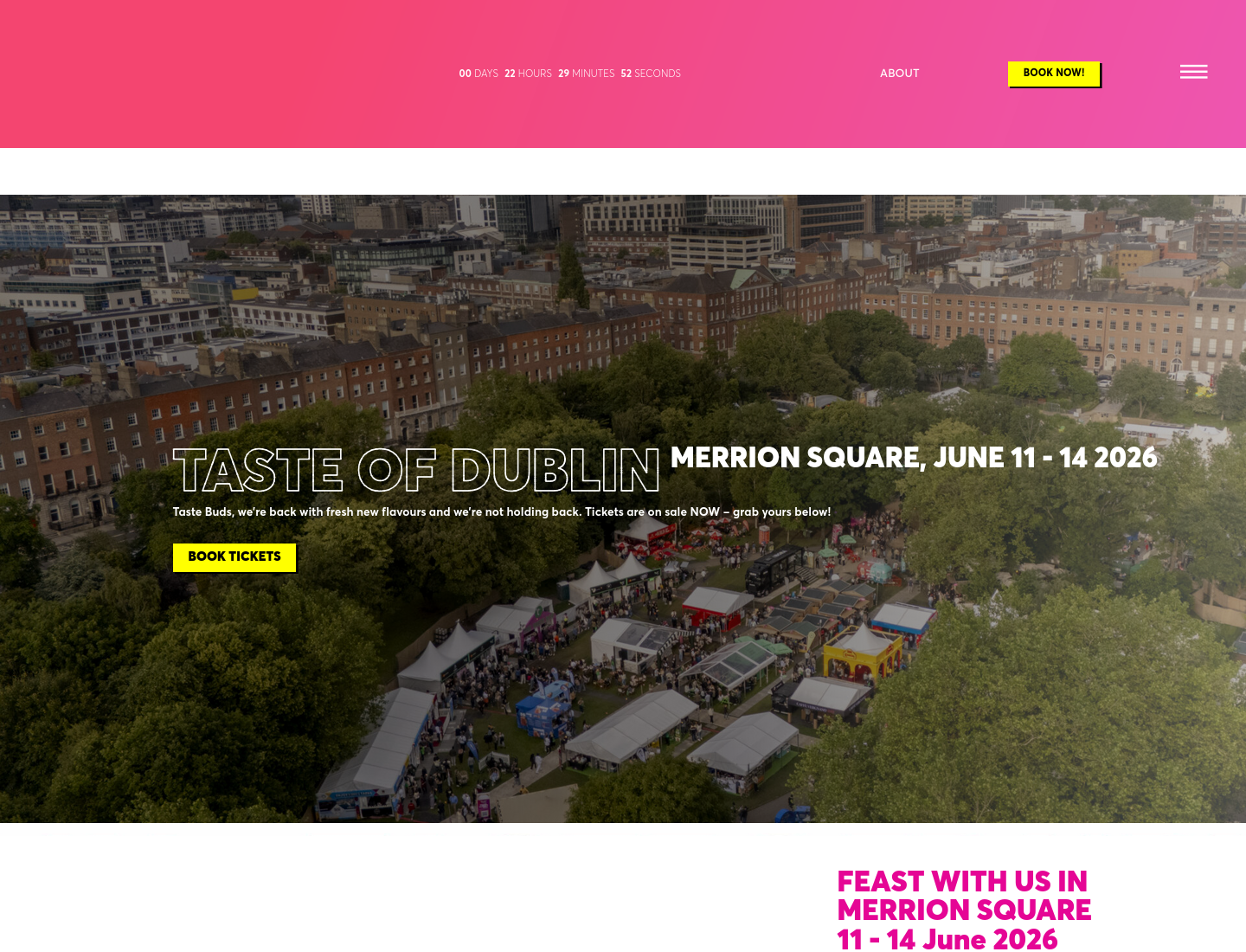 Taste of Dublin 美食节：品尝工匠食材、大师班与美酒佳肴第1步报名页面截图