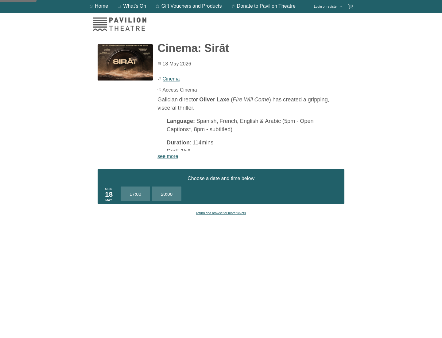 沙漠惊悚片《Sirāt》影院放映第2步报名页面截图