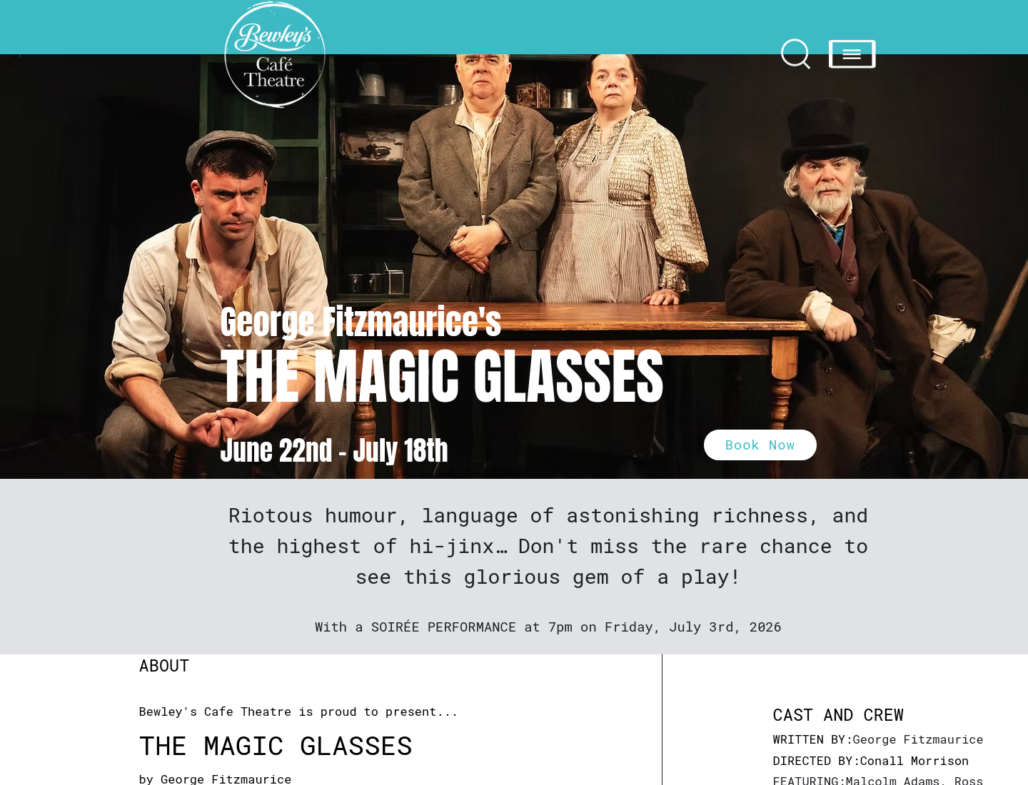 在 Bewley’s Café Theatre 观看喜剧剧目《神奇眼镜》(The Magic Glasses)第1步报名页面截图
