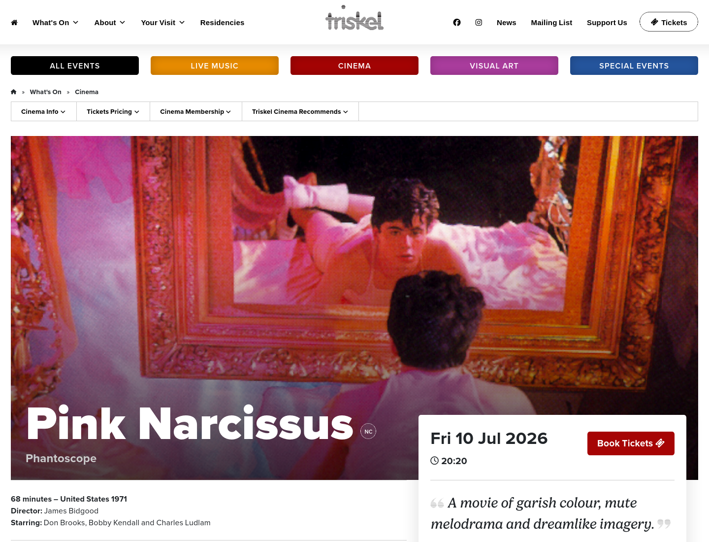在科克 Triskel 观看实验电影《Pink Narcissus》修复版第1步报名页面截图
