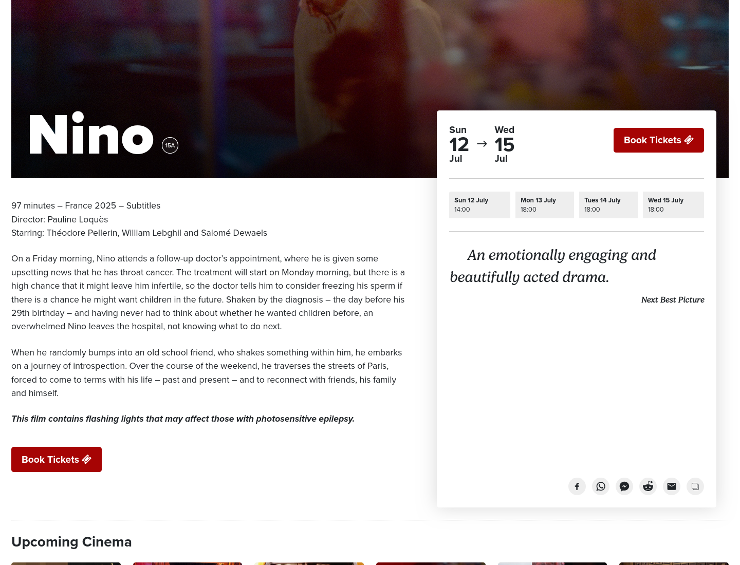 在科克 Triskel Arts Centre 观看电影《Nino》第1步报名页面截图