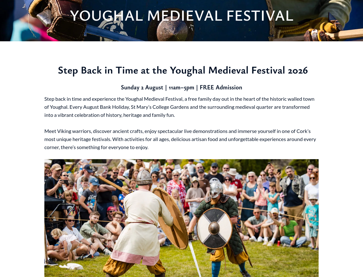 去科克郡 Youghal 逛中世纪节：看维京武士、传统手艺和猎鹰展示第1步报名页面截图