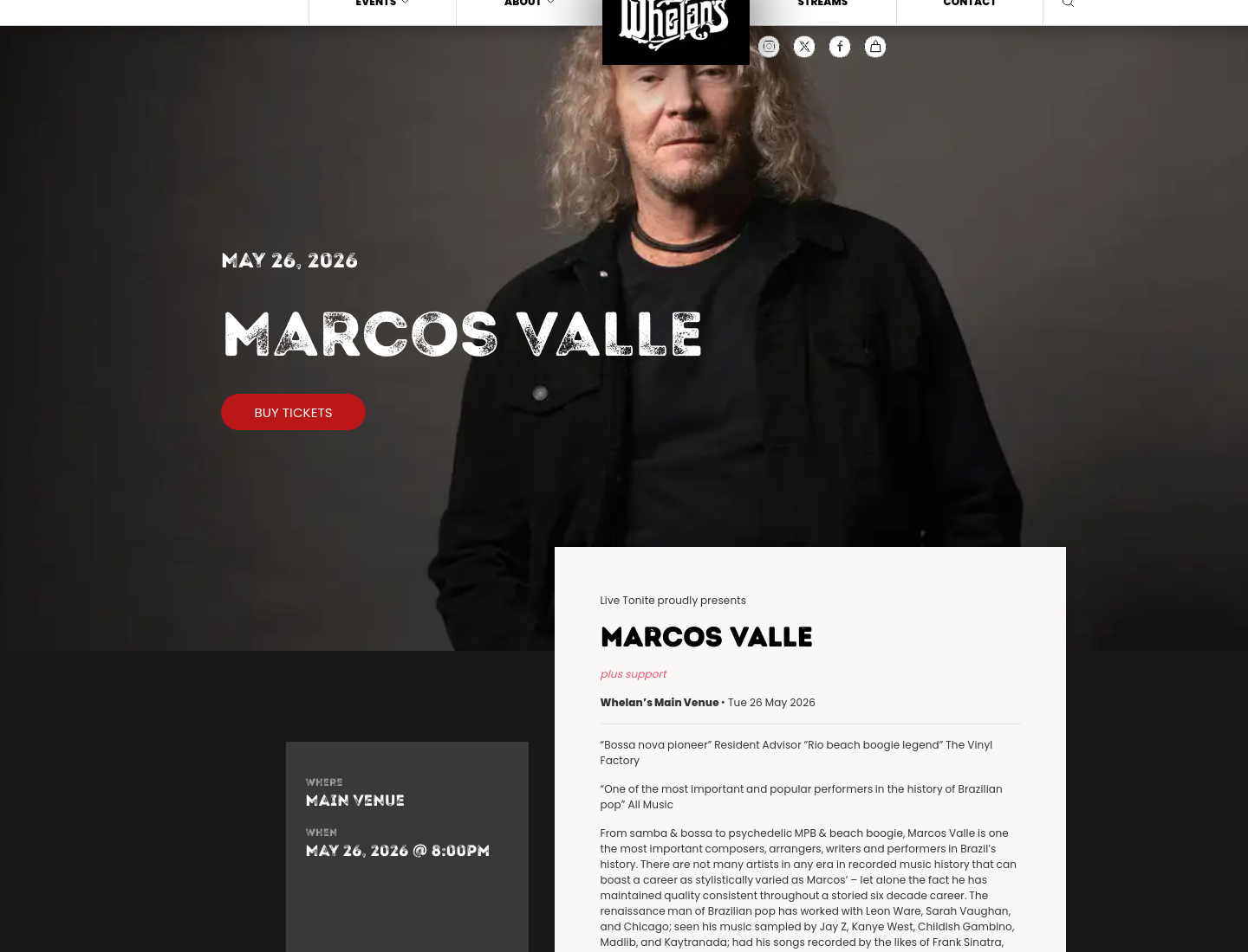 Marcos Valle 拉丁音景之夜第1步报名页面截图