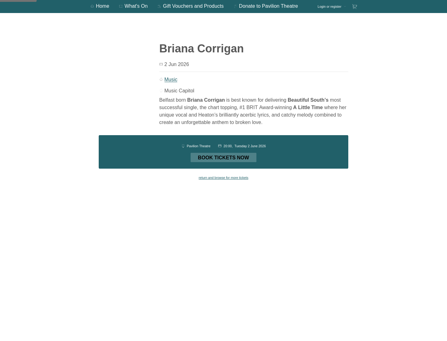 在 Pavilion Theatre 听 Briana Corrigan 近距离现场第2步报名页面截图