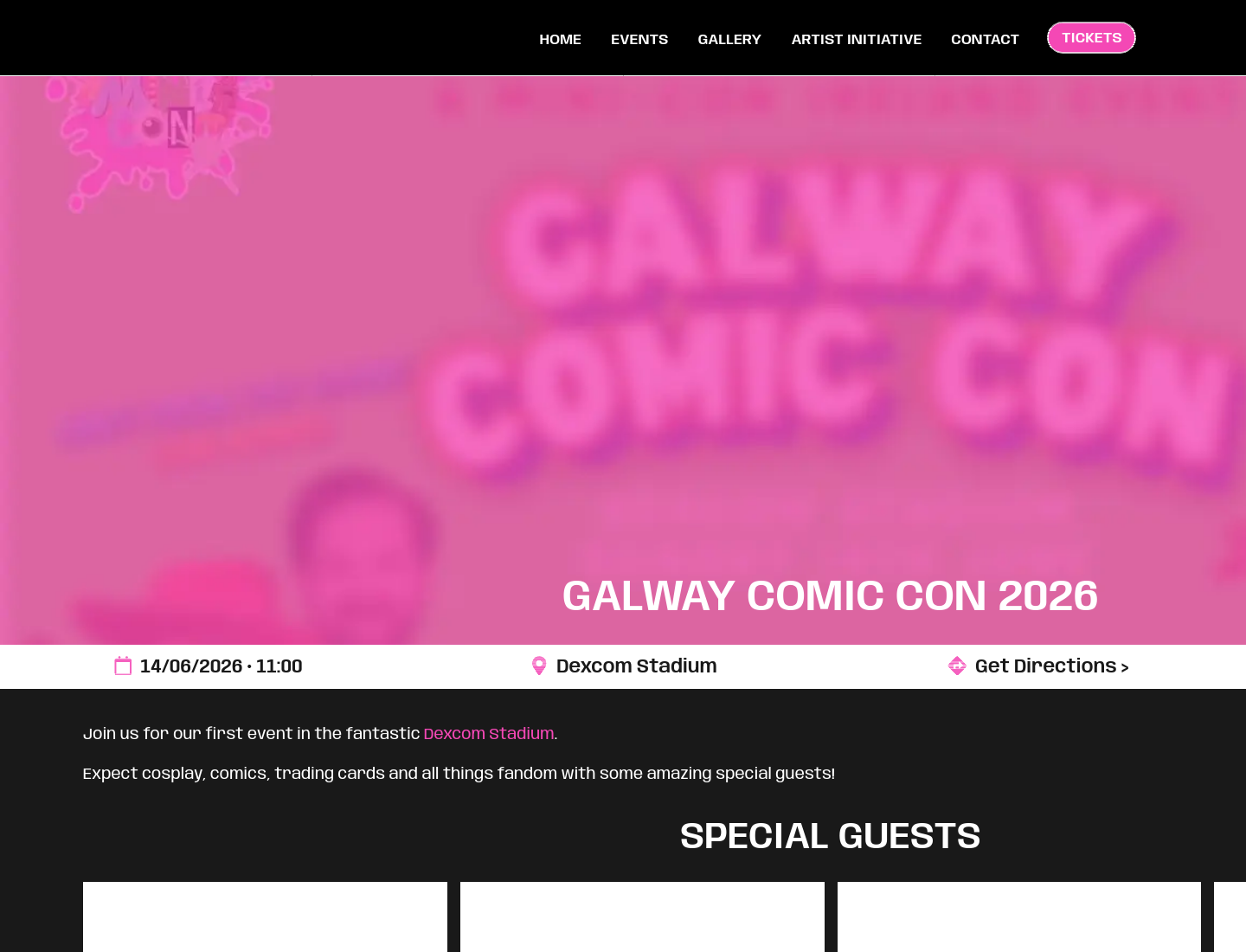 在戈尔韦参加 Galway Comic Con 2026：动漫与游戏展第1步报名页面截图