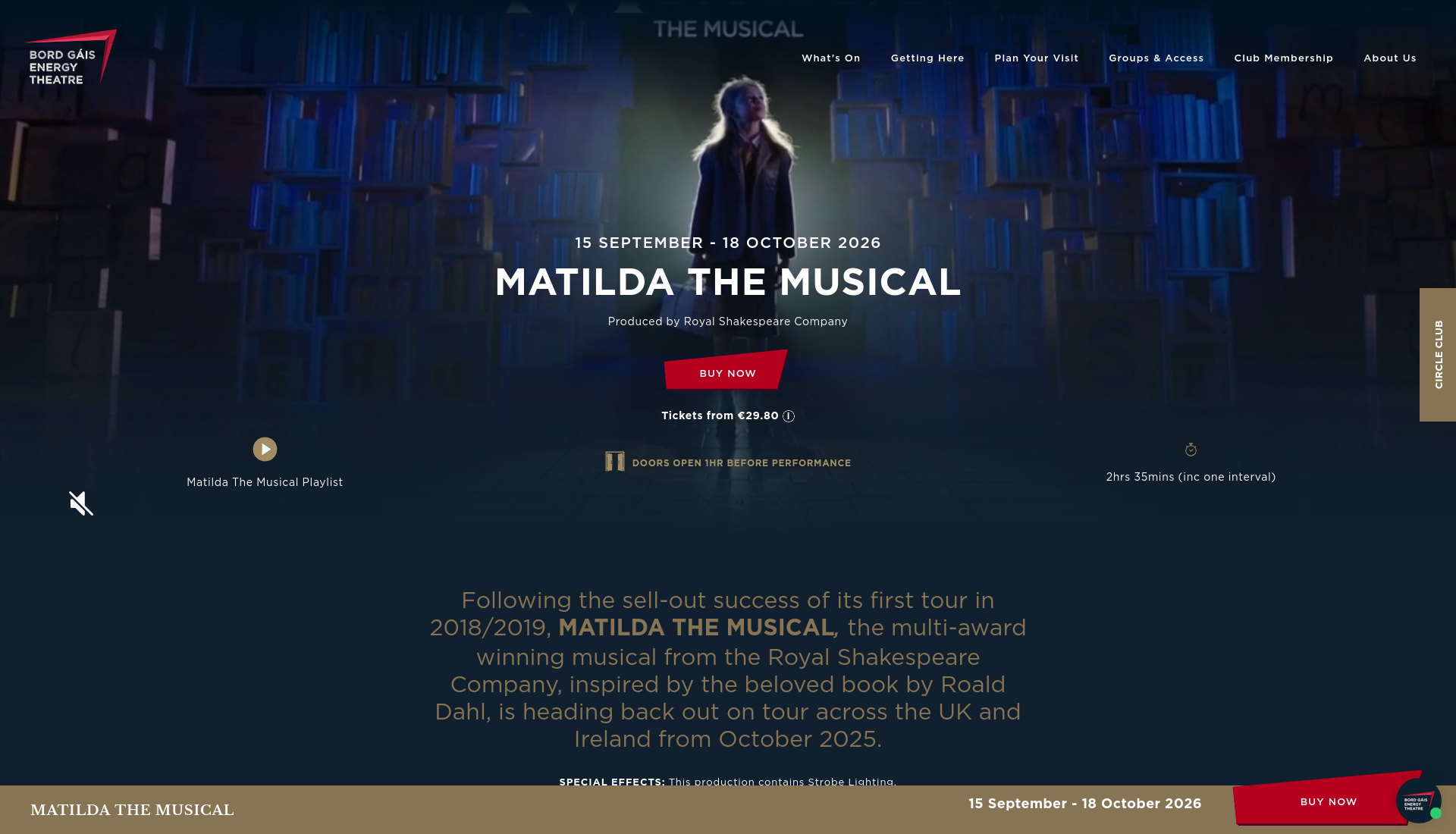 都柏林音乐剧《玛蒂尔达》Matilda第1步报名页面截图