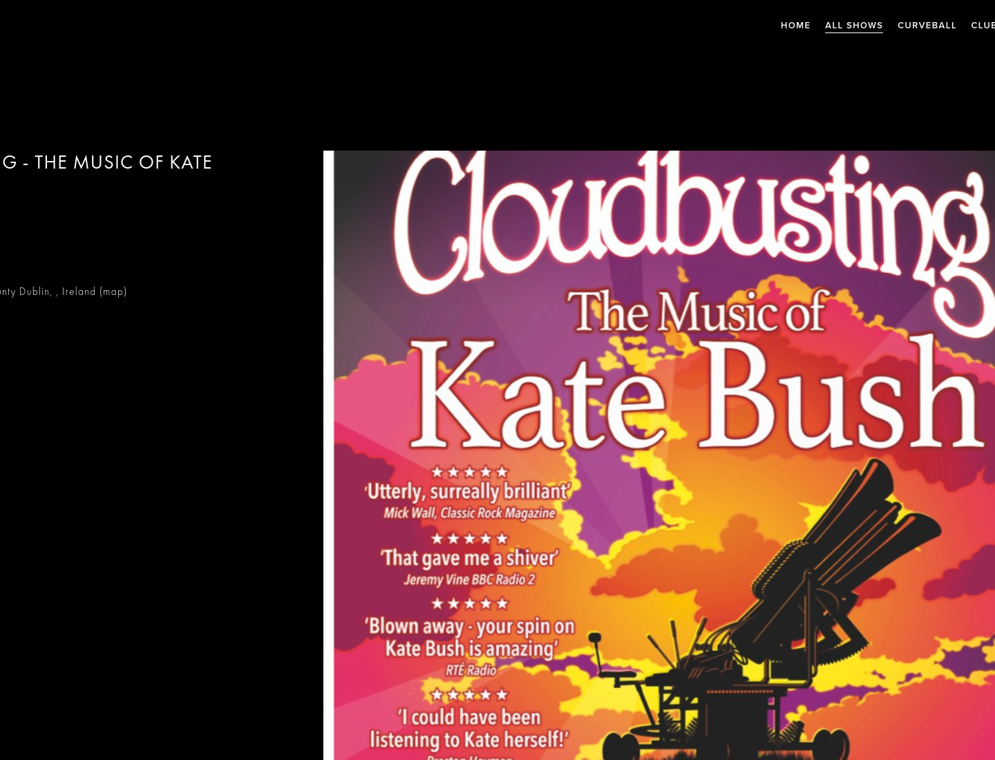 都柏林 Kate Bush 音乐致敬现场：Cloudbusting 两小时舞台演出第1步报名页面截图