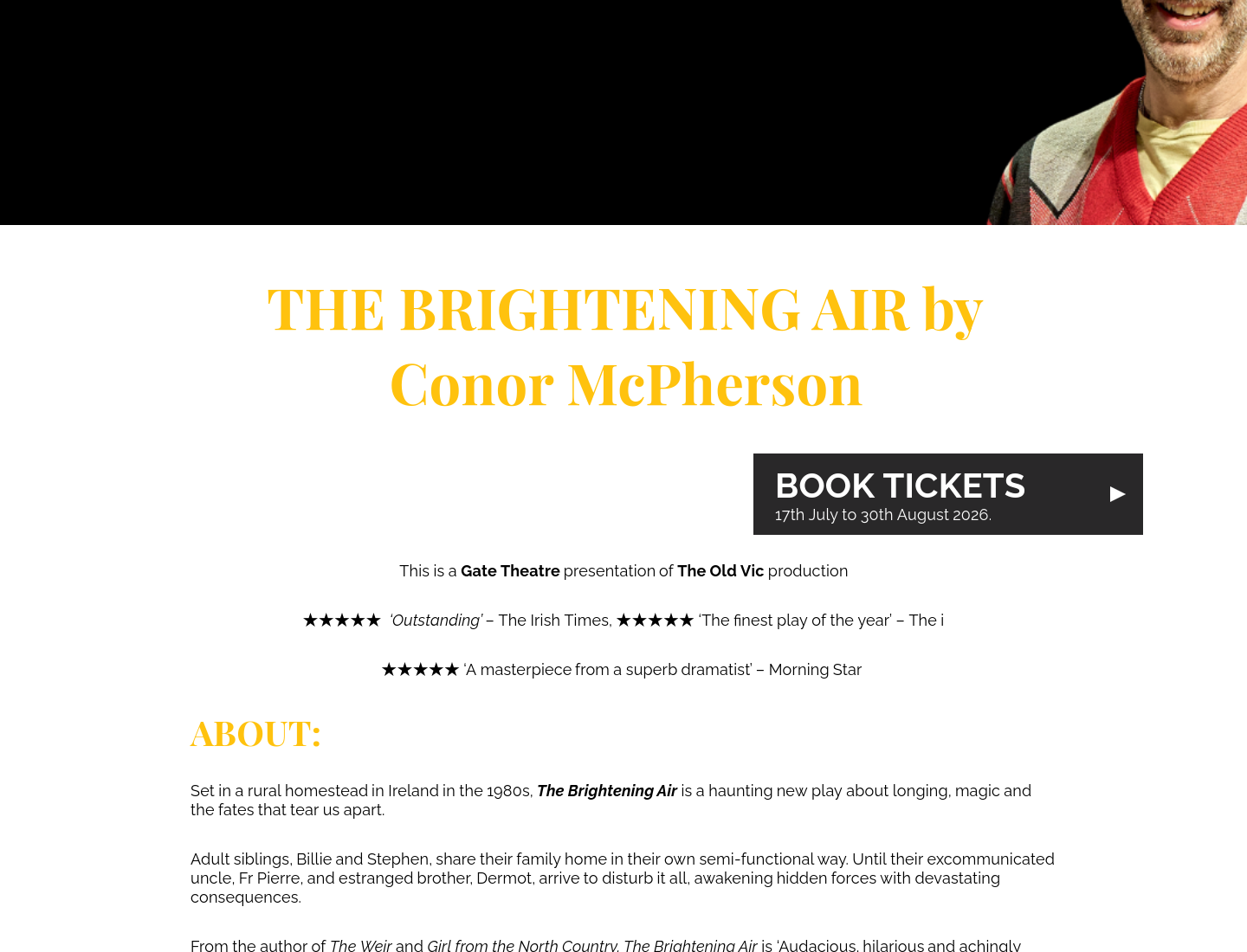 都柏林 Gate Theatre 舞台剧：家庭秘密与冲突之作《The Brightening Air》第1步报名页面截图