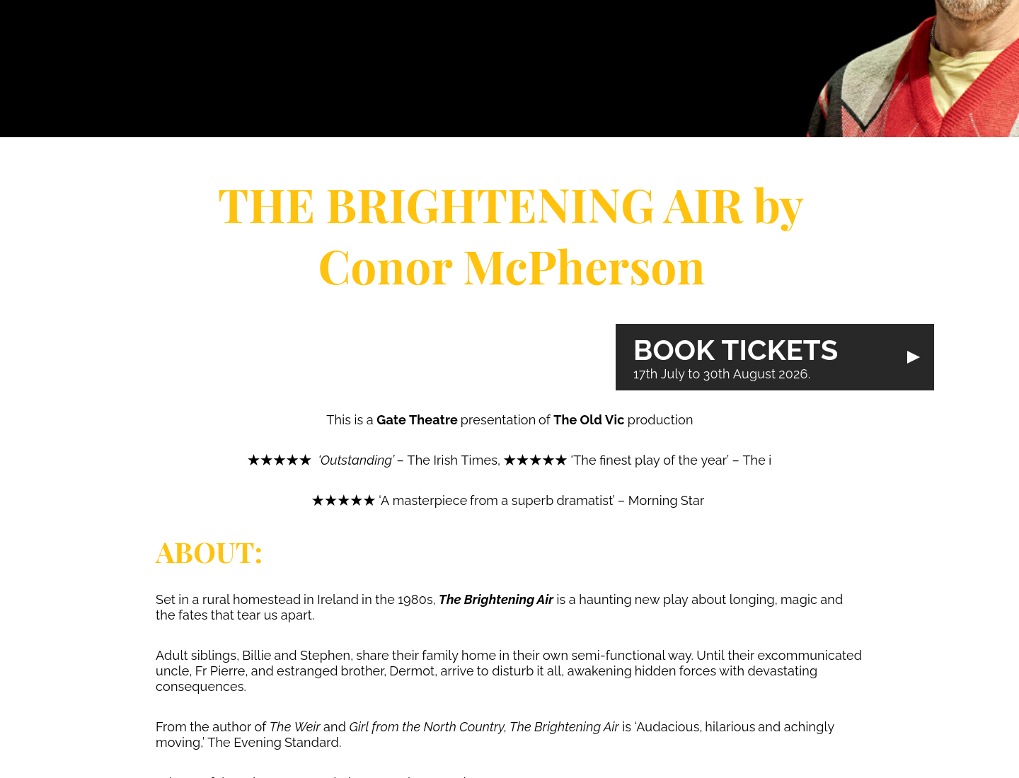 都柏林 Gate Theatre 舞台剧：家庭秘密与冲突之作《The Brightening Air》第2步报名页面截图