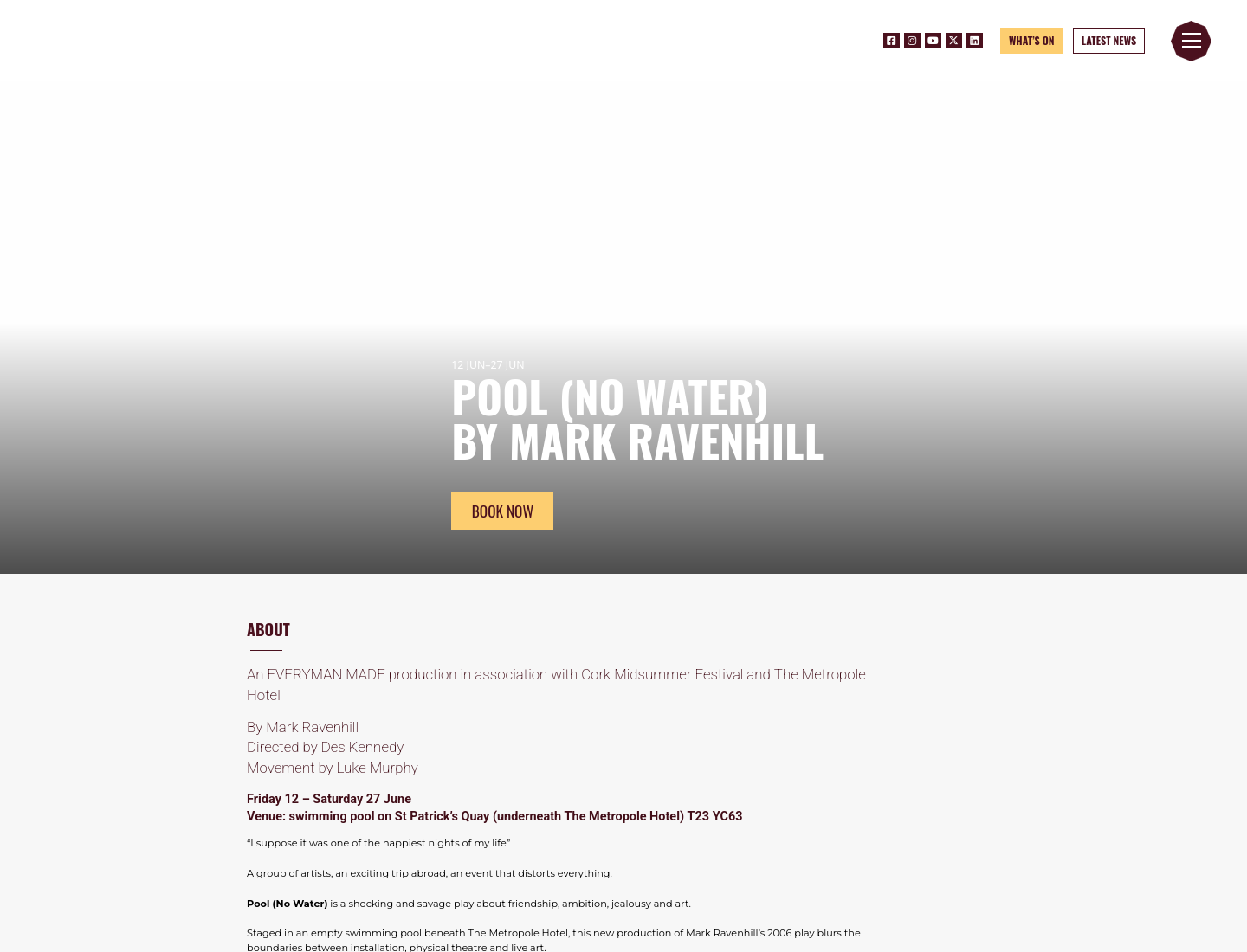 科克 Everyman 剧院：《Pool (No Water)》戏剧演出，探讨友谊与野心第1步报名页面截图