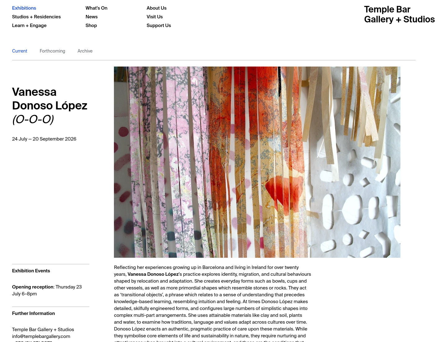 都柏林 Vanessa Donoso López 沉浸式材料艺术展第1步报名页面截图