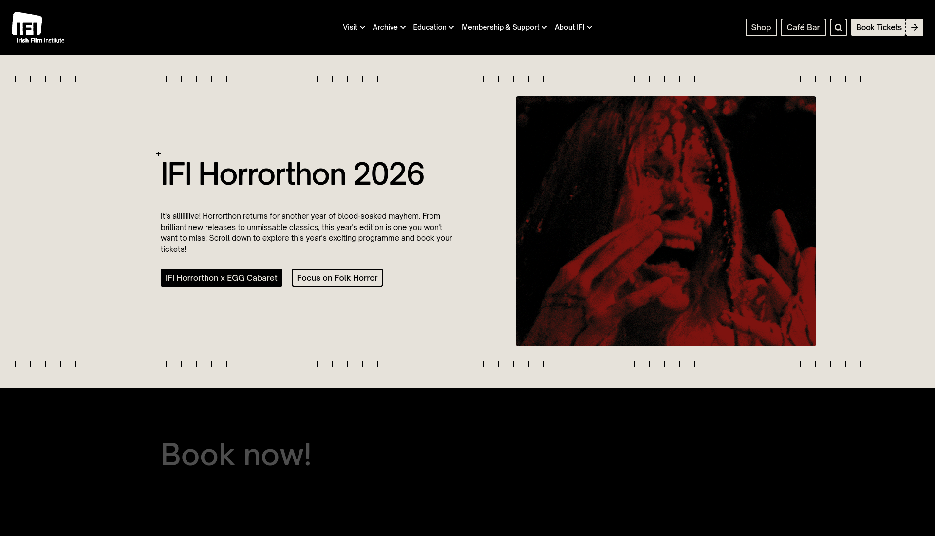 都柏林 IFI Horrorthon 恐怖电影节第1步报名页面截图