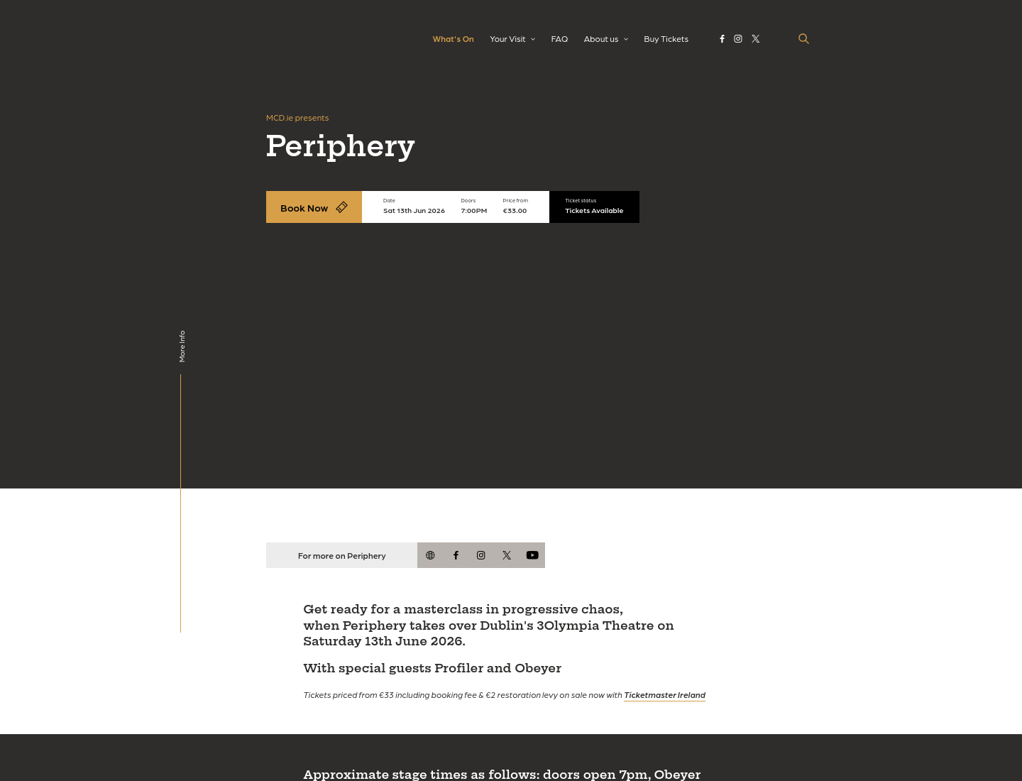 都柏林 3Olympia Theatre：Periphery 乐队现场演出第1步报名页面截图