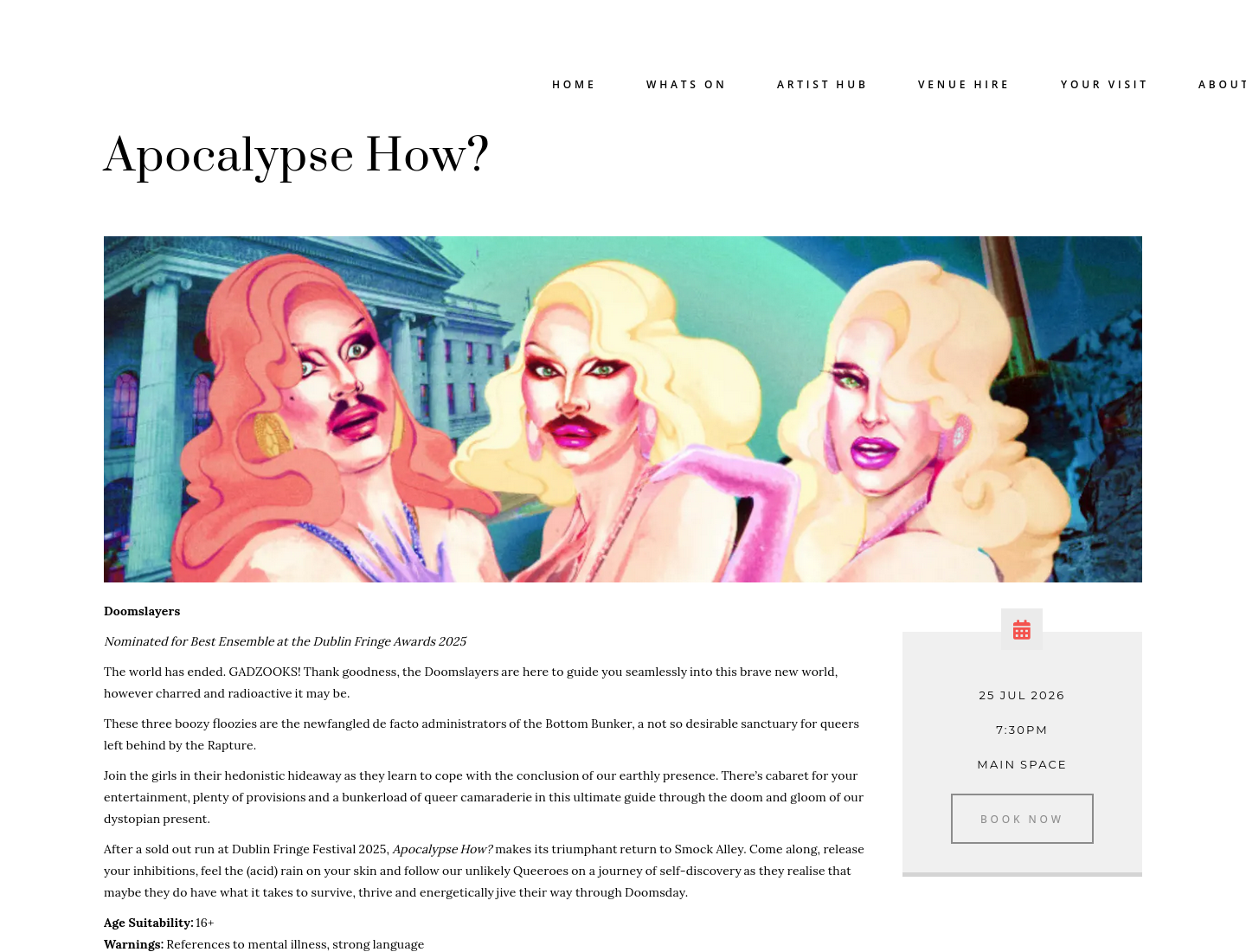 都柏林末日主题酷儿歌舞秀《Apocalypse How?》第1步报名页面截图