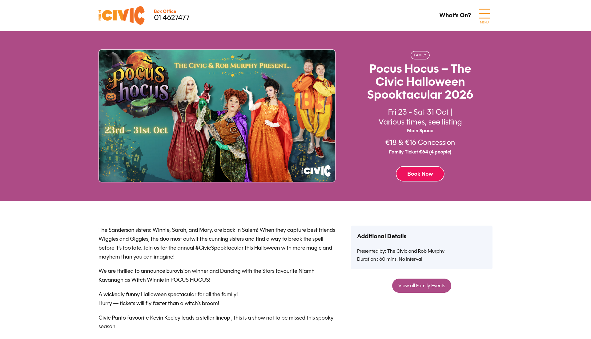 都柏林 The Civic 剧院万圣节喜剧秀《Pocus Hocus》第1步报名页面截图