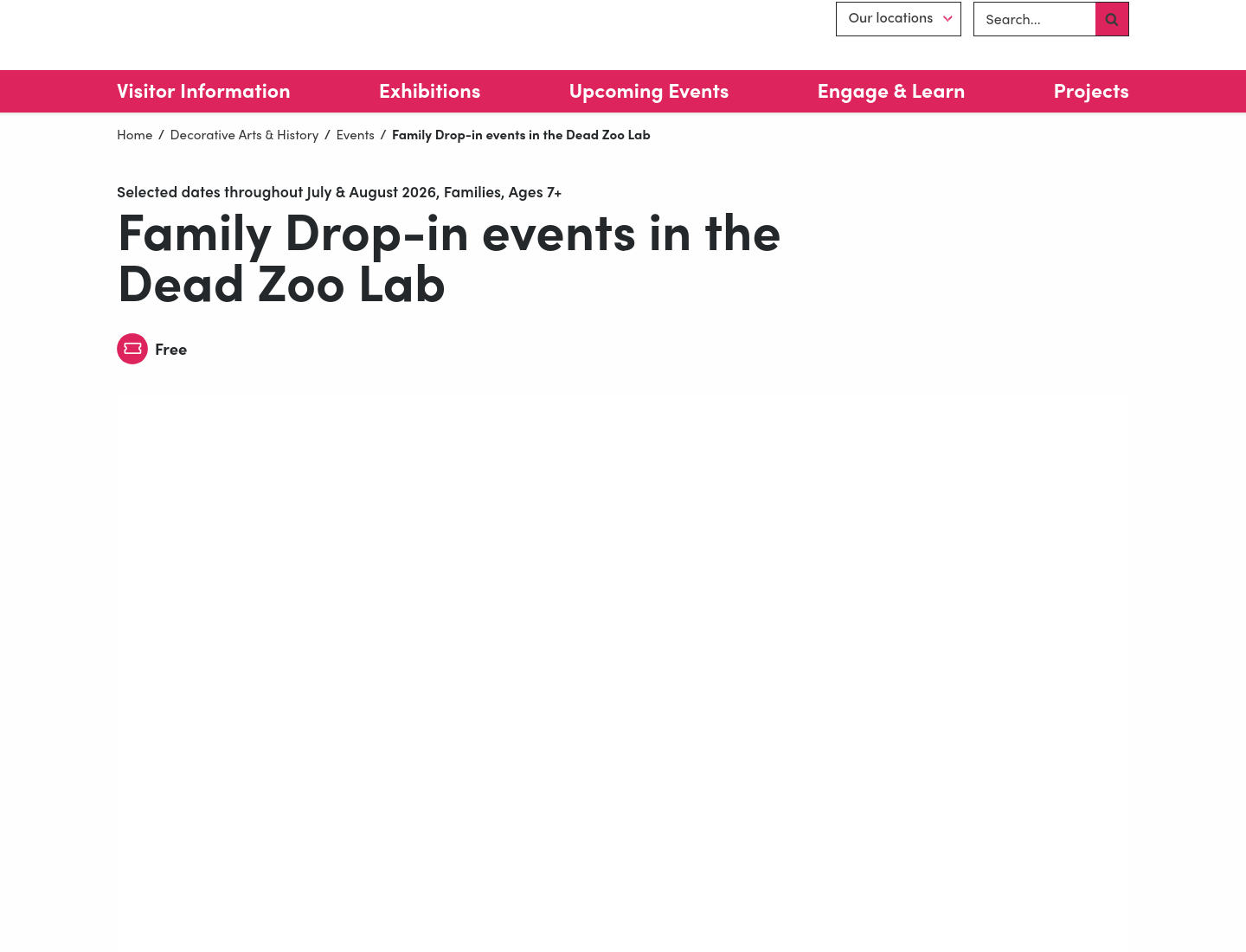 都柏林国家博物馆 Dead Zoo Lab 家庭自然探索活动第1步报名页面截图