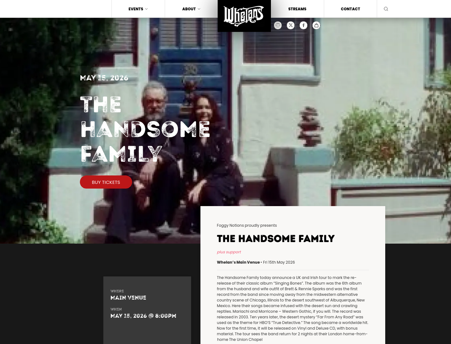 The Handsome Family 现场演出第1步报名页面截图