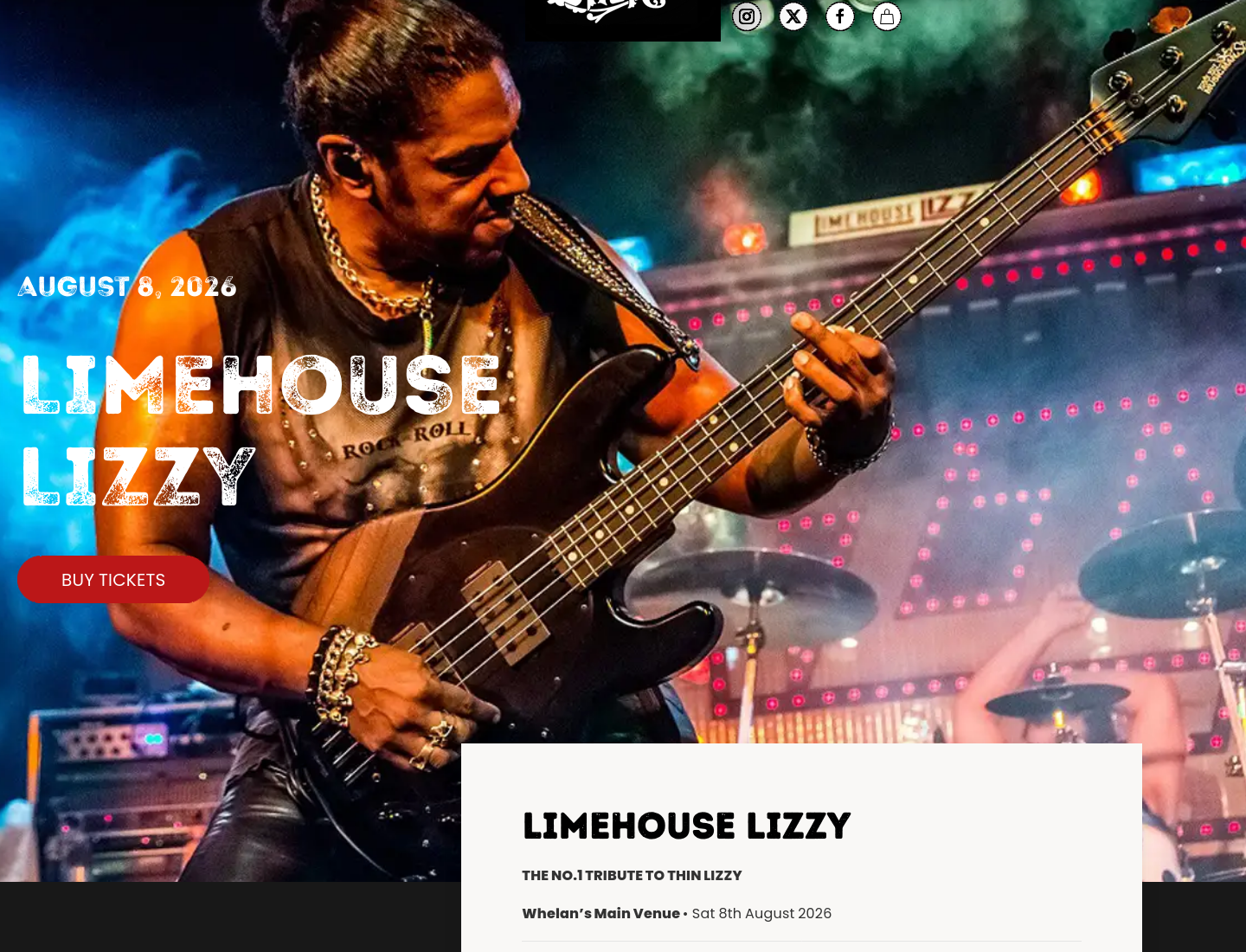 都柏林 Whelan's：Limehouse Lizzy 致敬 Thin Lizzy 现场演出第1步报名页面截图