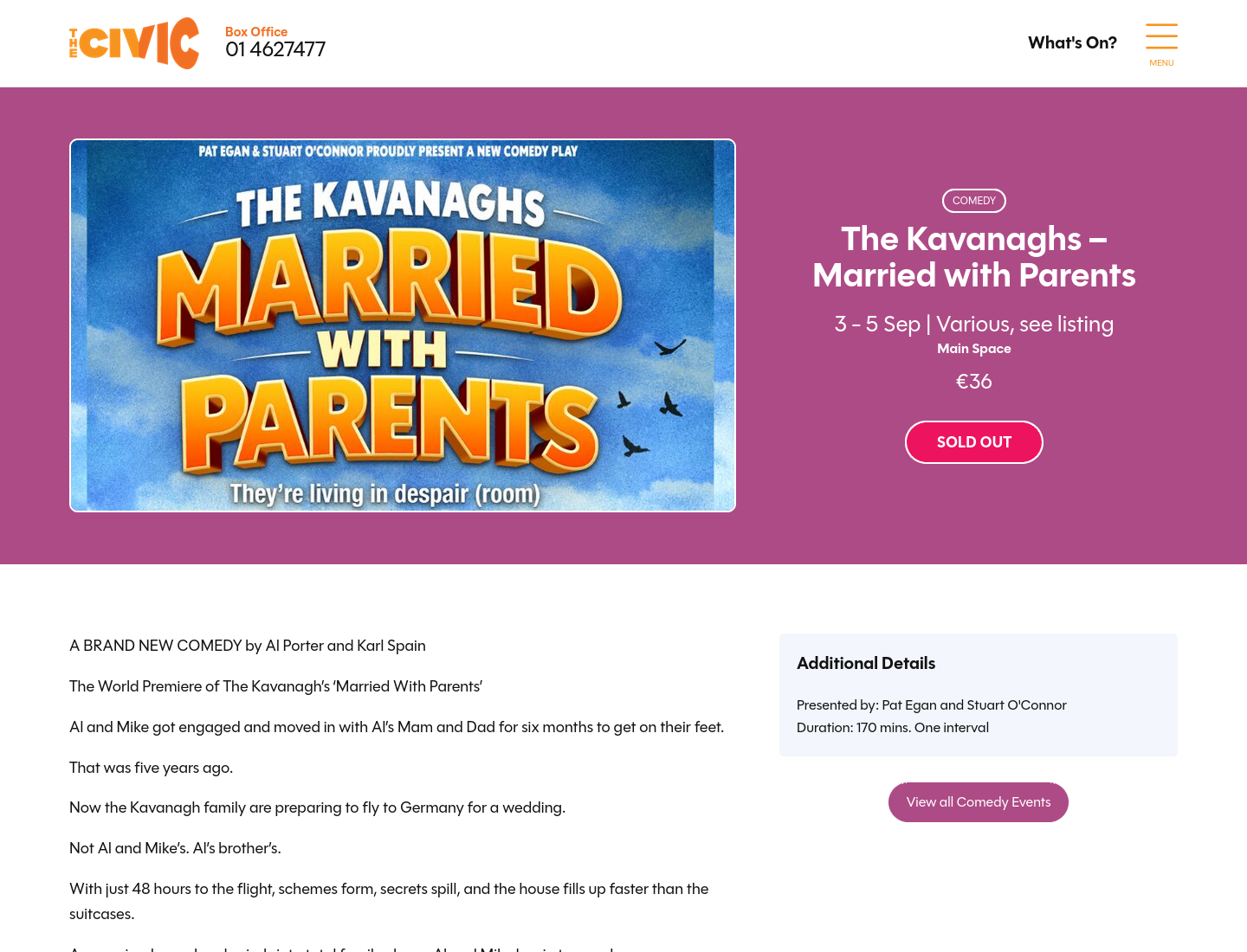 都柏林现场喜剧：The Kavanaghs – Married with Parents第1步报名页面截图