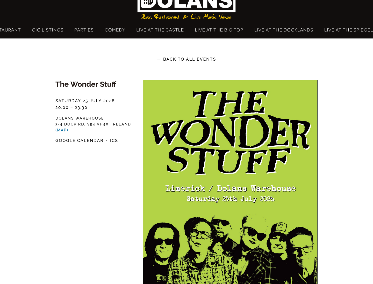 利默里克现场演出：The Wonder Stuff 与 Inspiral Carpets第1步报名页面截图