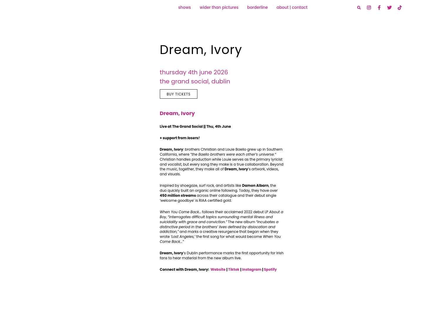都柏林听音乐会：Dream, Ivory 兄弟乐队首次爱尔兰演出第2步报名页面截图