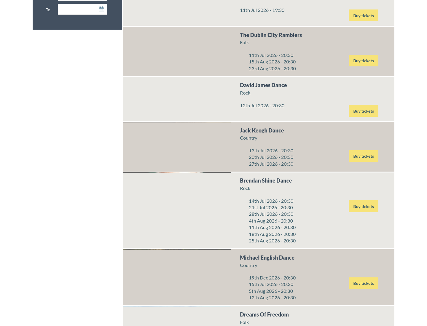 Kerry Gleneagle Arena：David James 现场舞会第1步报名页面截图