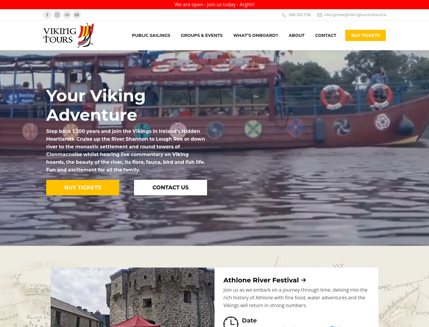 阿斯隆城堡出发：Lough Ree 湖与香农河游船之旅第1步报名页面截图