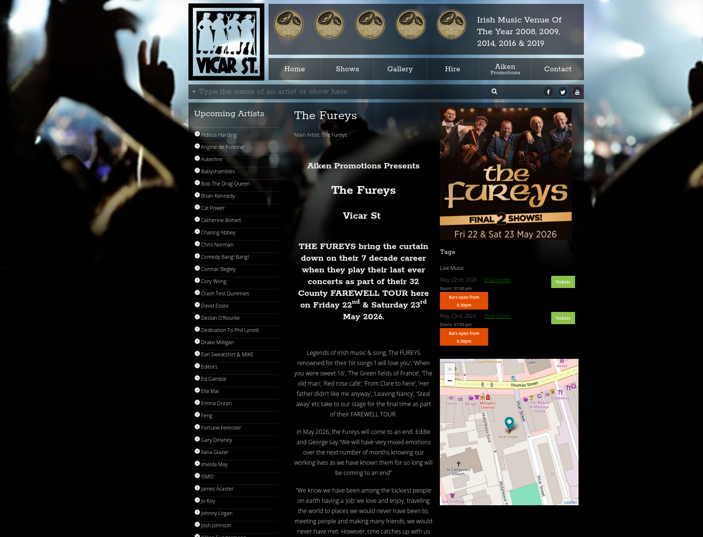 The Fureys 告别巡演都柏林站第1步报名页面截图