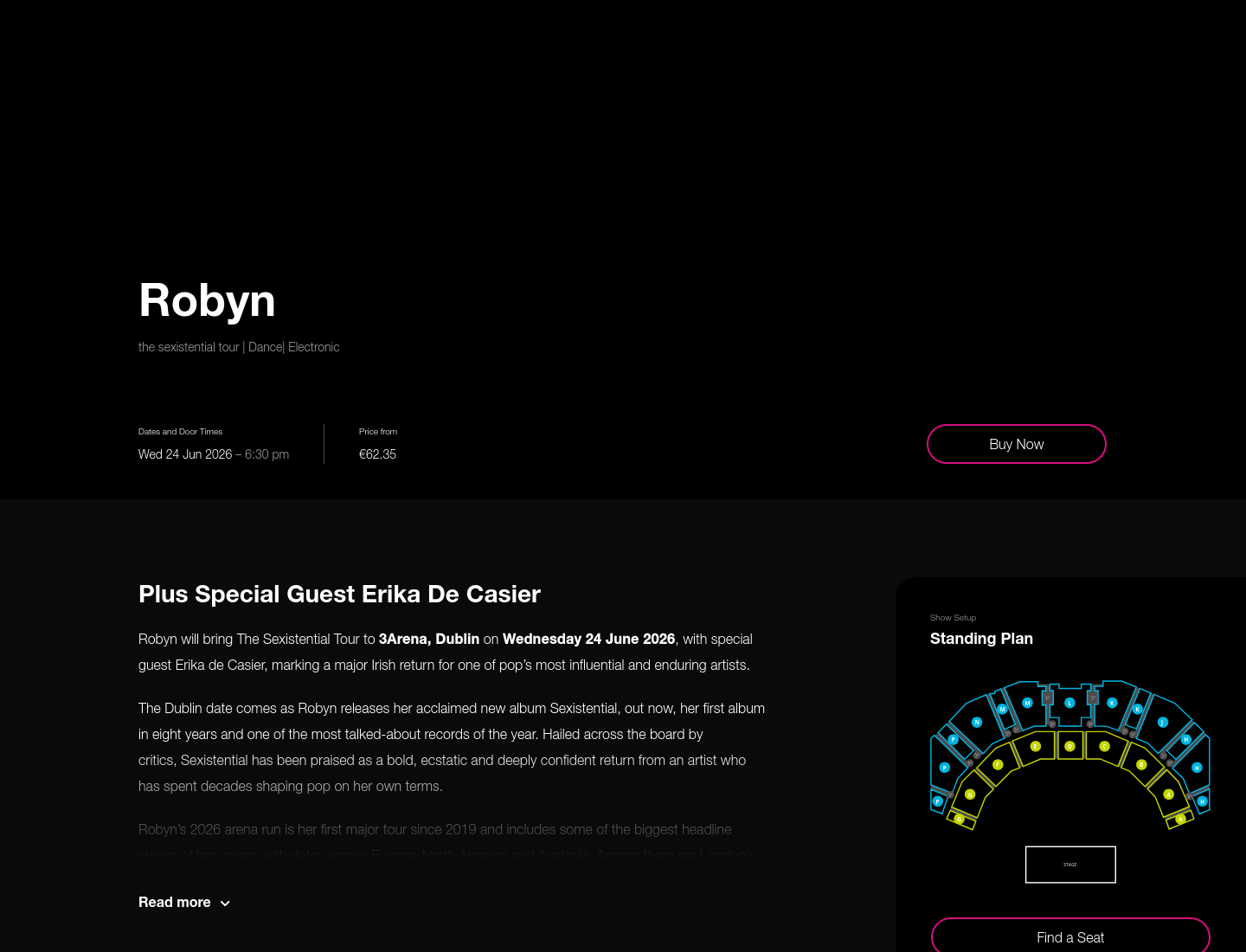 Robyn 演唱会：在都柏林 3Arena 感受流行乐回归第1步报名页面截图