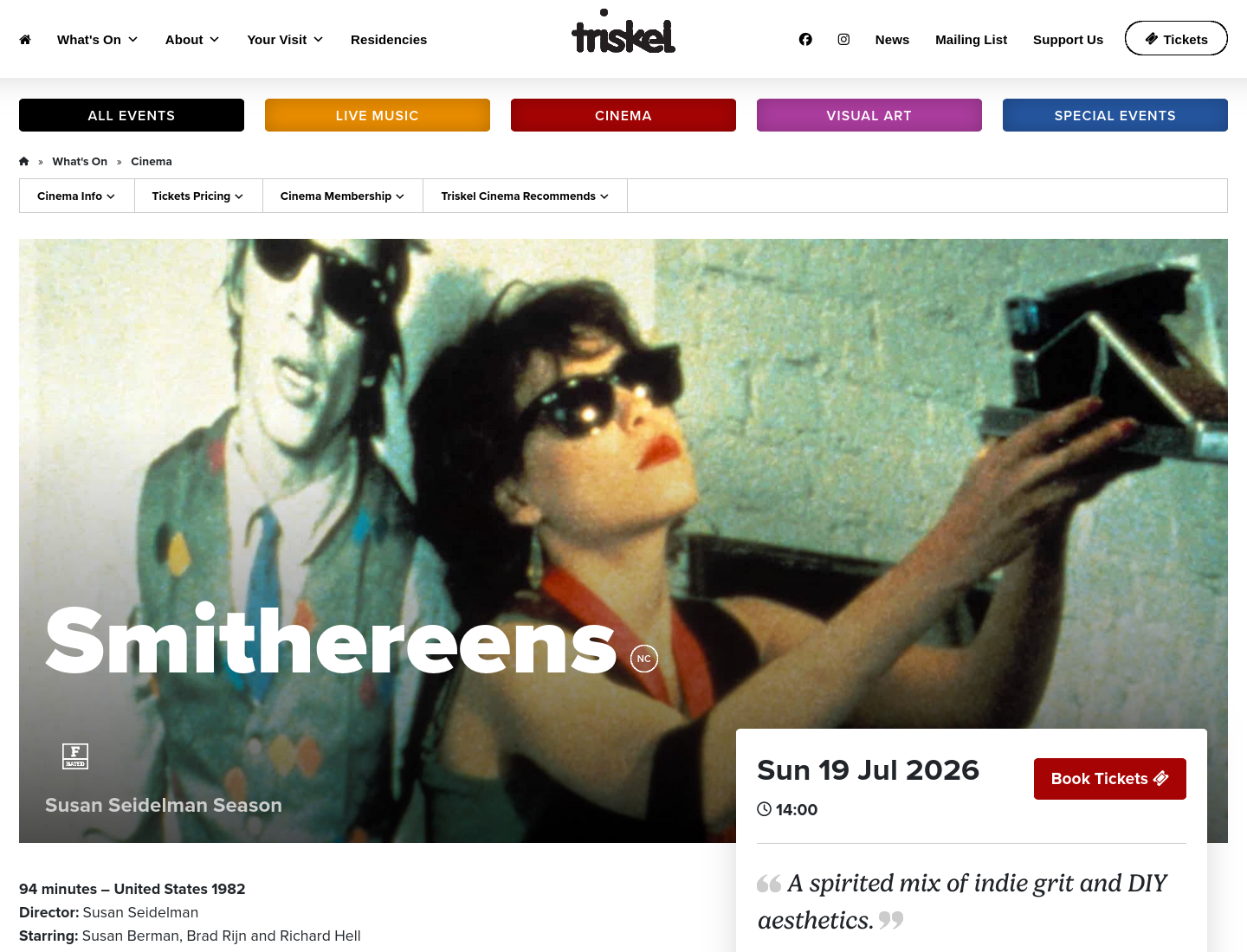 在科克看电影《Smithereens》：走进纽约东村的80年代朋克世界第1步报名页面截图