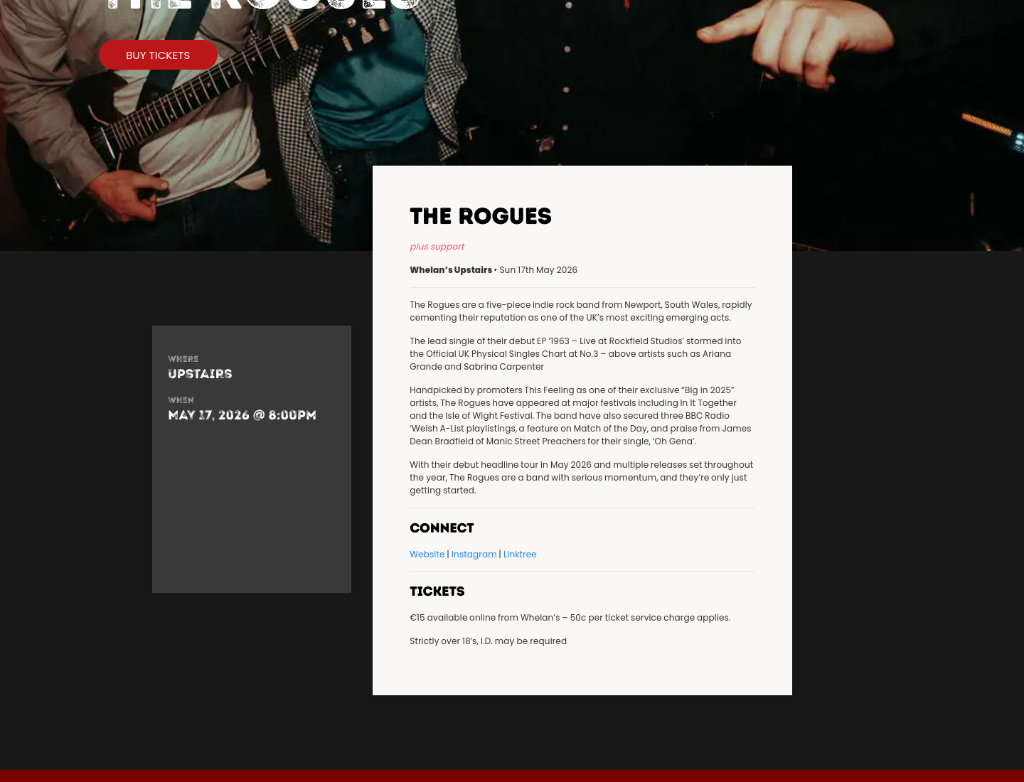 The Rogues 主打首秀第1步报名页面截图