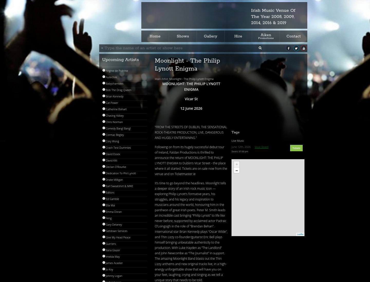 在 Vicar Street 看 Philip Lynott 音乐剧场演出第1步报名页面截图