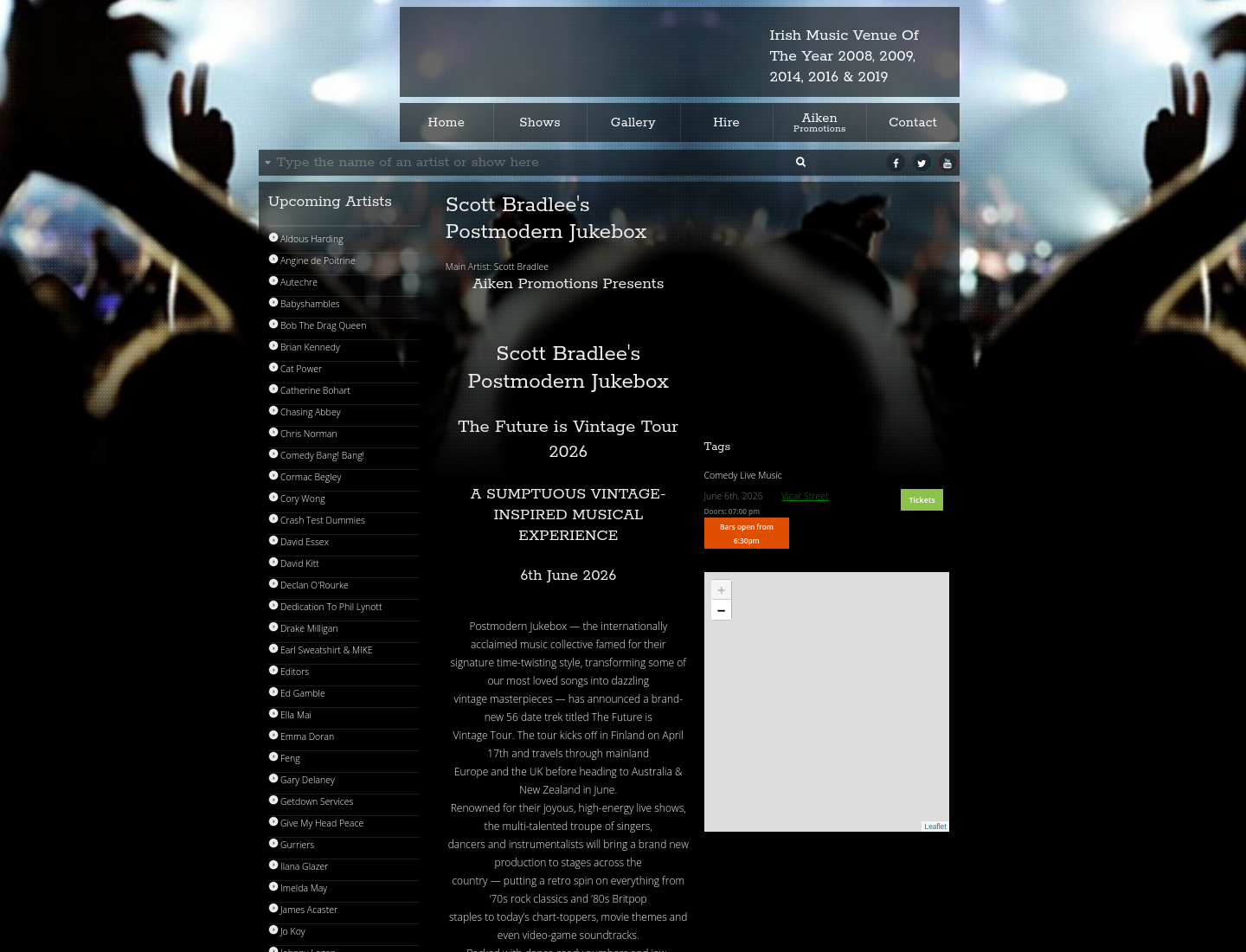 都柏林Vicar Street：Postmodern Jukebox复古音乐剧演出第1步报名页面截图