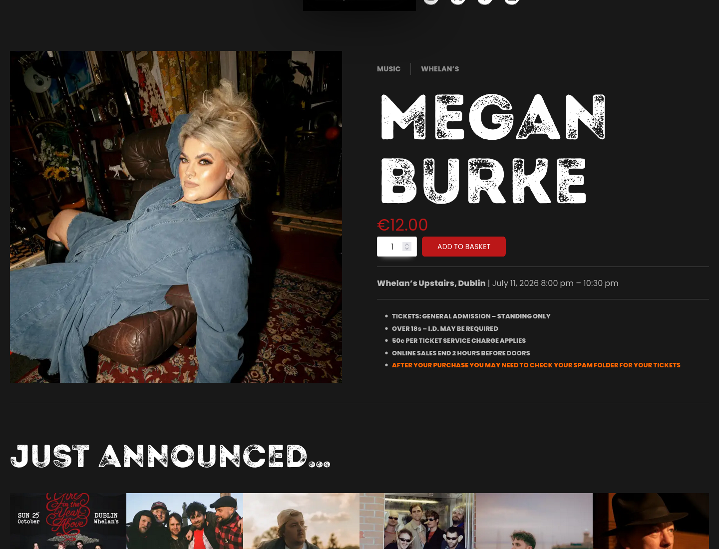 Megan Burke 都柏林 Whelan's 首场个人主打演出第2步报名页面截图