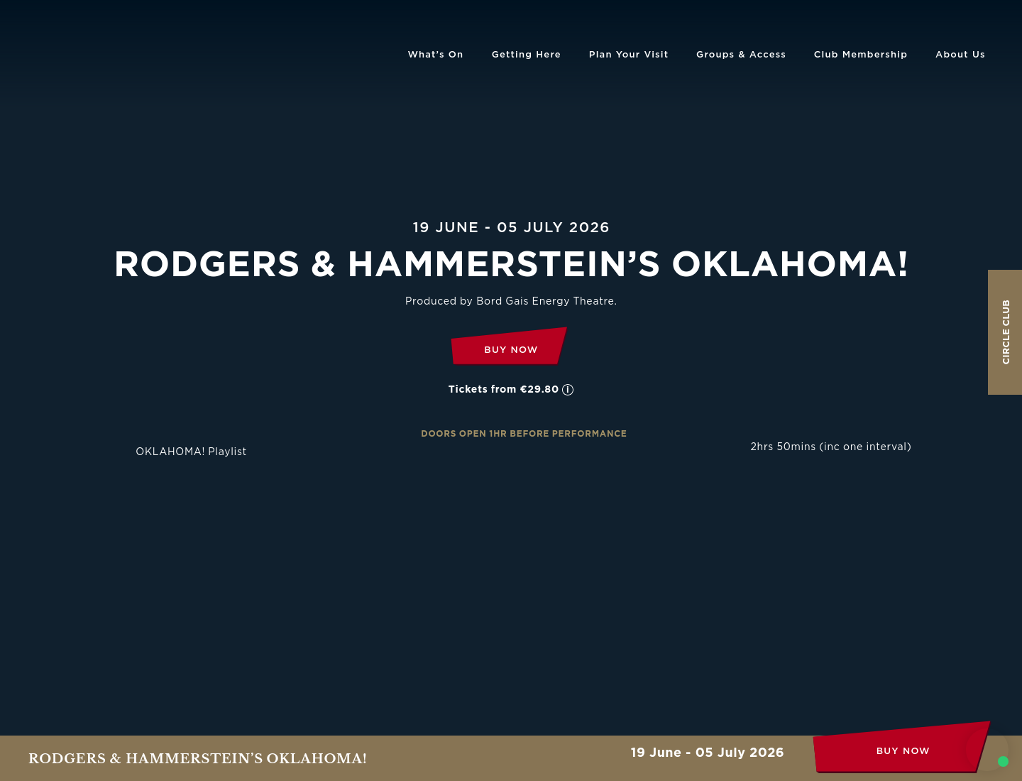在 Bord Gáis Energy Theatre 看音乐剧《Oklahoma!》第1步报名页面截图