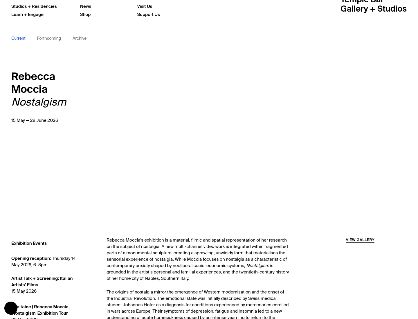 Temple Bar Gallery 看 Rebecca Moccia 展览 Nostalgism第2步报名页面截图