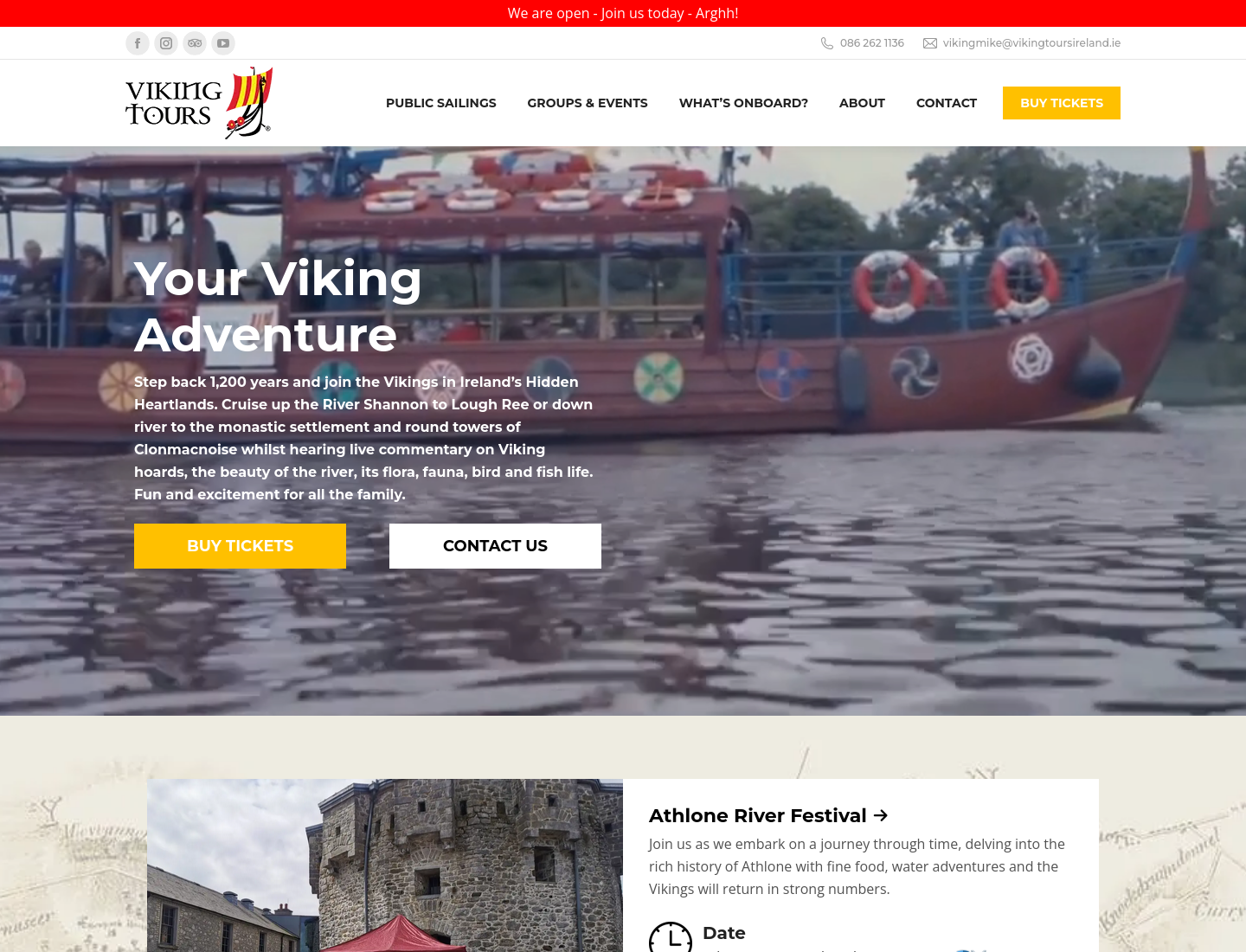 阿斯隆出发：香农河与 Lough Ree 湖游船之旅第1步报名页面截图