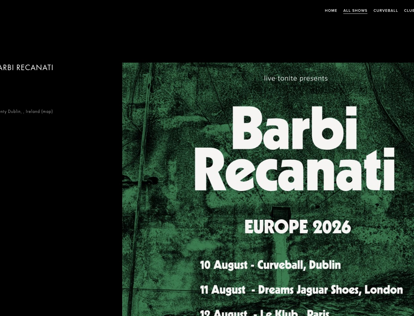 Barbi Recanati 首次来都柏林：阿根廷另类摇滚现场第1步报名页面截图