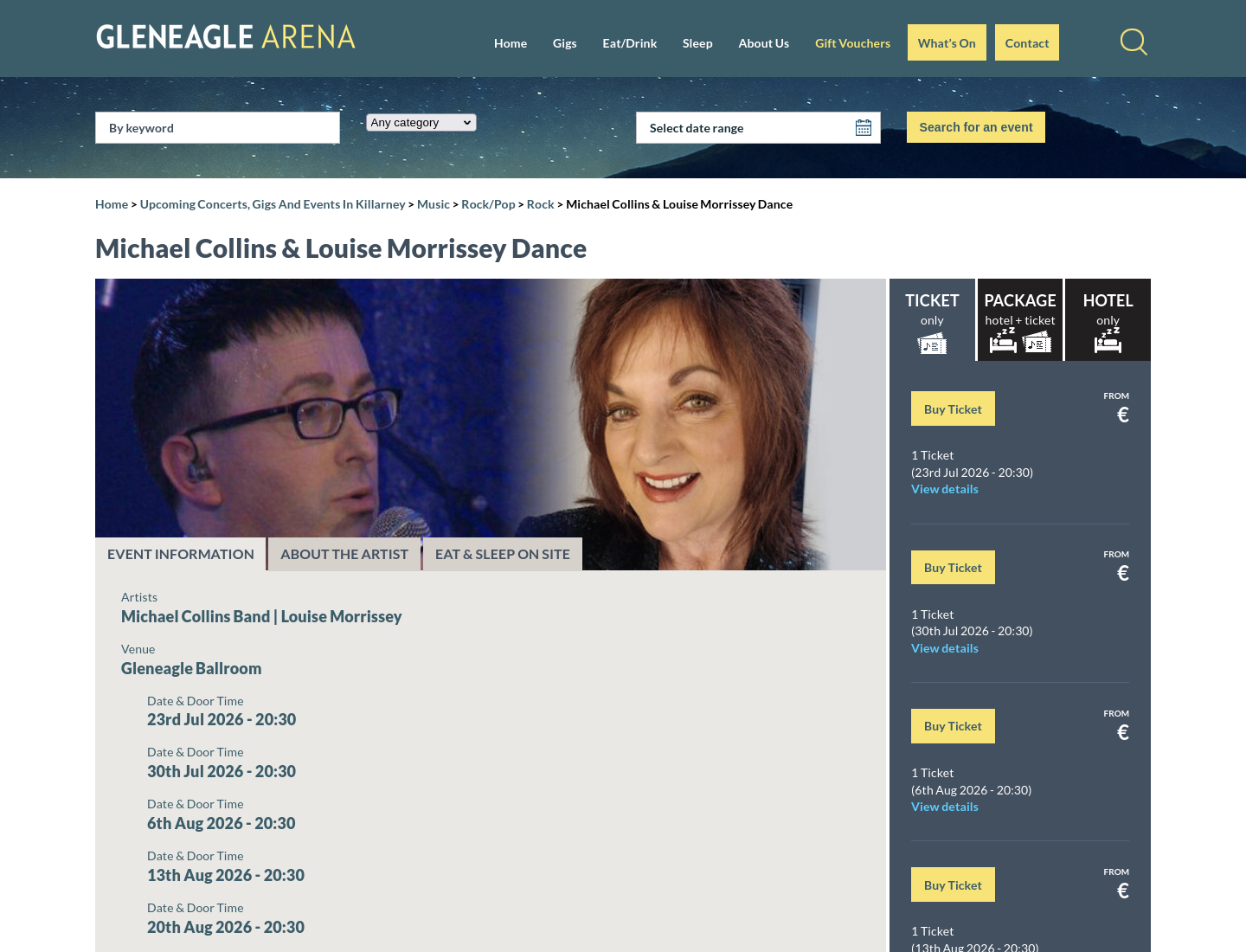 凯里乡村音乐舞会：Michael Collins Band 与 Louise Morrissey 现场演出第1步报名页面截图