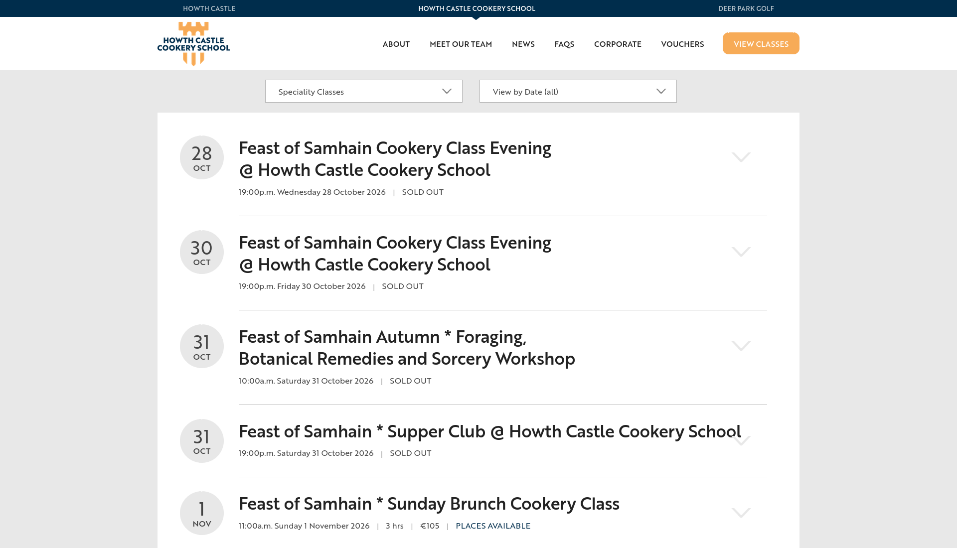在 Howth Castle 学习萨温节秋日料理第1步报名页面截图