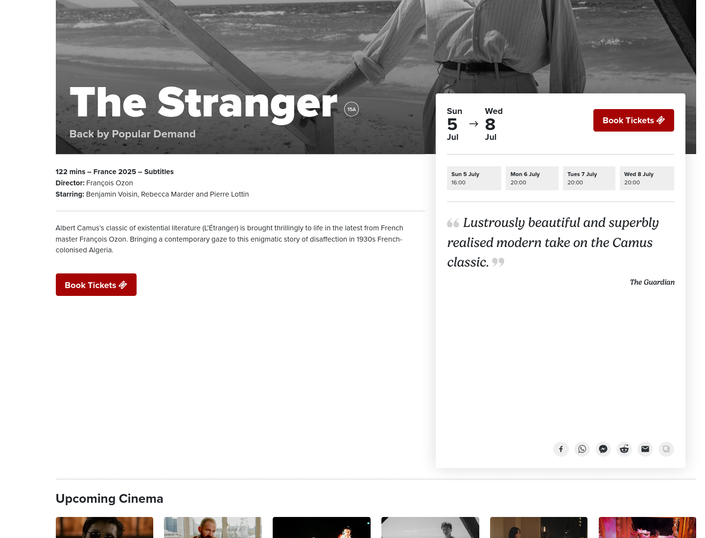 在科克 Triskel Arts Centre 观看舞台剧《局外人》 (The Stranger)第1步报名页面截图