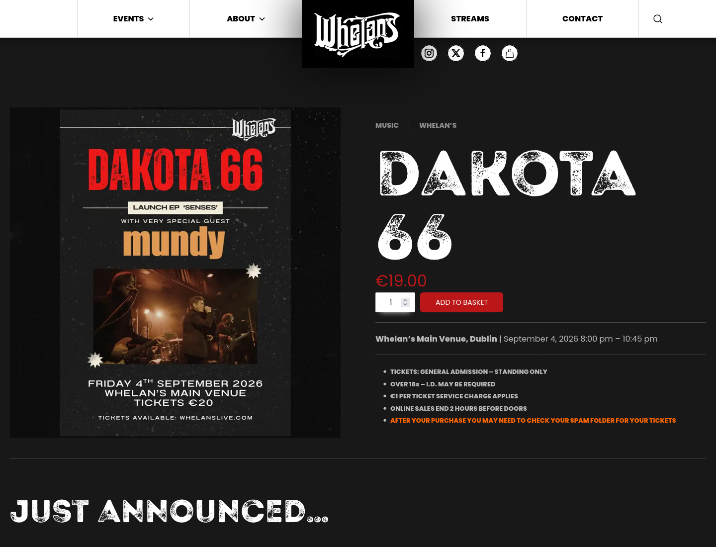 都柏林 Whelan's 现场演出：Dakota 66 新 EP 发布会第2步报名页面截图