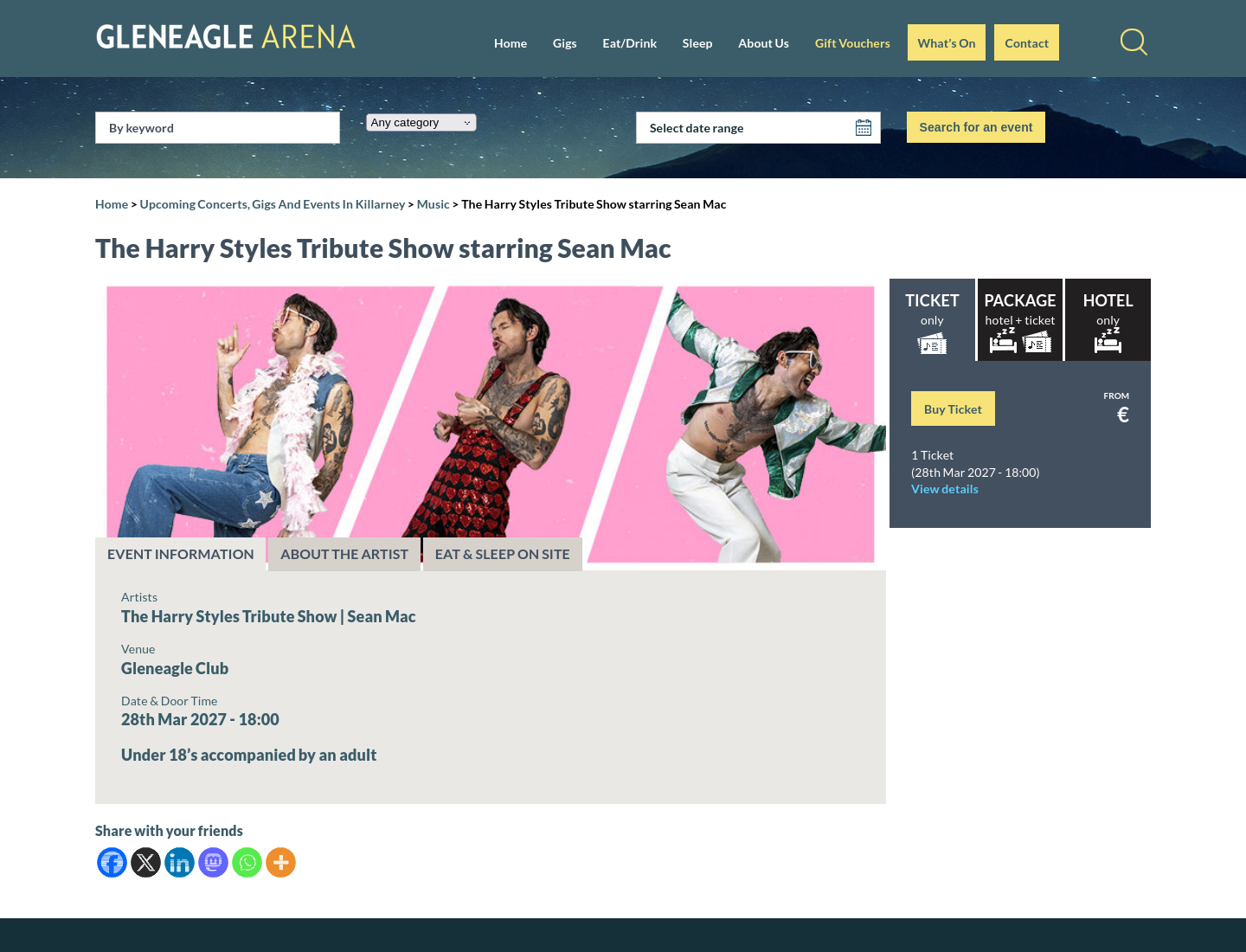 Harry Styles 致敬演唱夜（Sean Mac）第1步报名页面截图