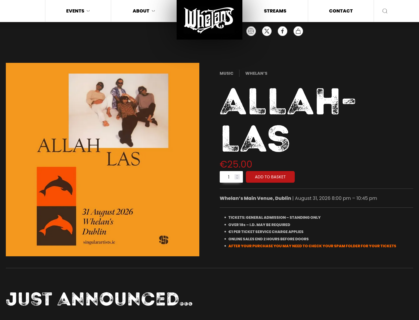 都柏林 Whelan's 现场演出：听 Allah-Las 的加州之声第2步报名页面截图