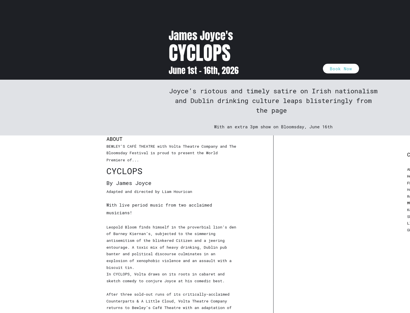 都柏林看剧：《CYCLOPS》乔伊斯喜剧作品第1步报名页面截图