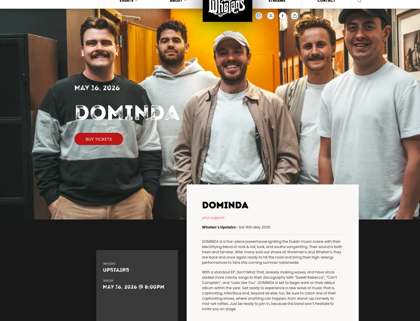 DOMINDA 都柏林高能现场夜第1步报名页面截图