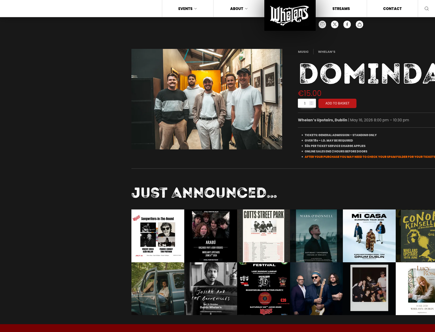 DOMINDA 都柏林高能现场夜第2步报名页面截图