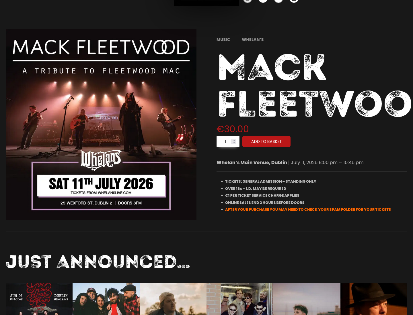 都柏林 Whelan's：Mack Fleetwood 经典金曲致敬演出第2步报名页面截图
