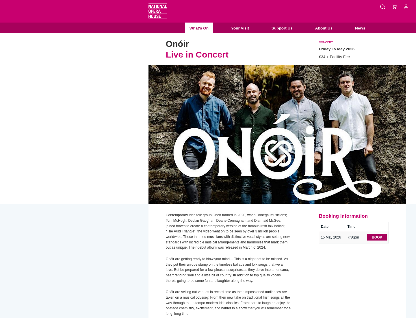 Onóir 现场音乐会第1步报名页面截图